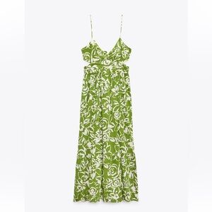 Green Printed Midi Dress